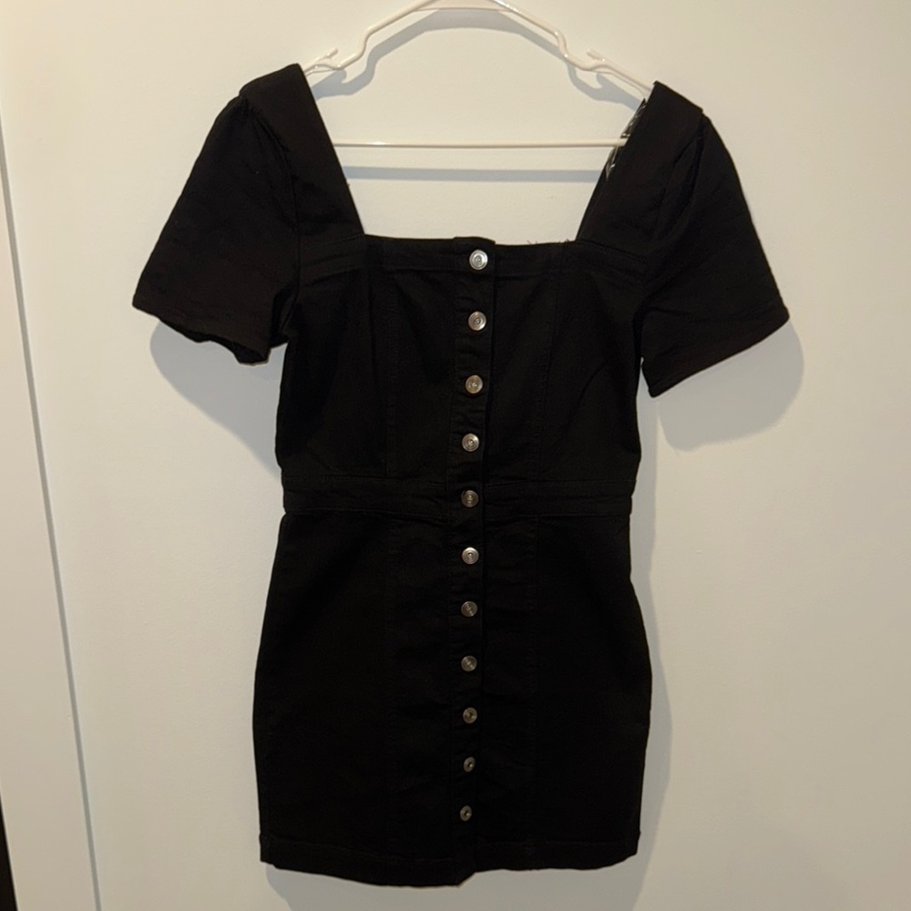 Black Puff Sleeve Mini Dress